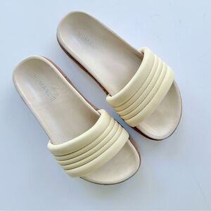 Humanoid Puffy Leather Slide Sandal Size 37 Cream / Light Beige